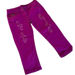 NWT VANILLA STAR Cropped Purple distressed jeans juniors size 5